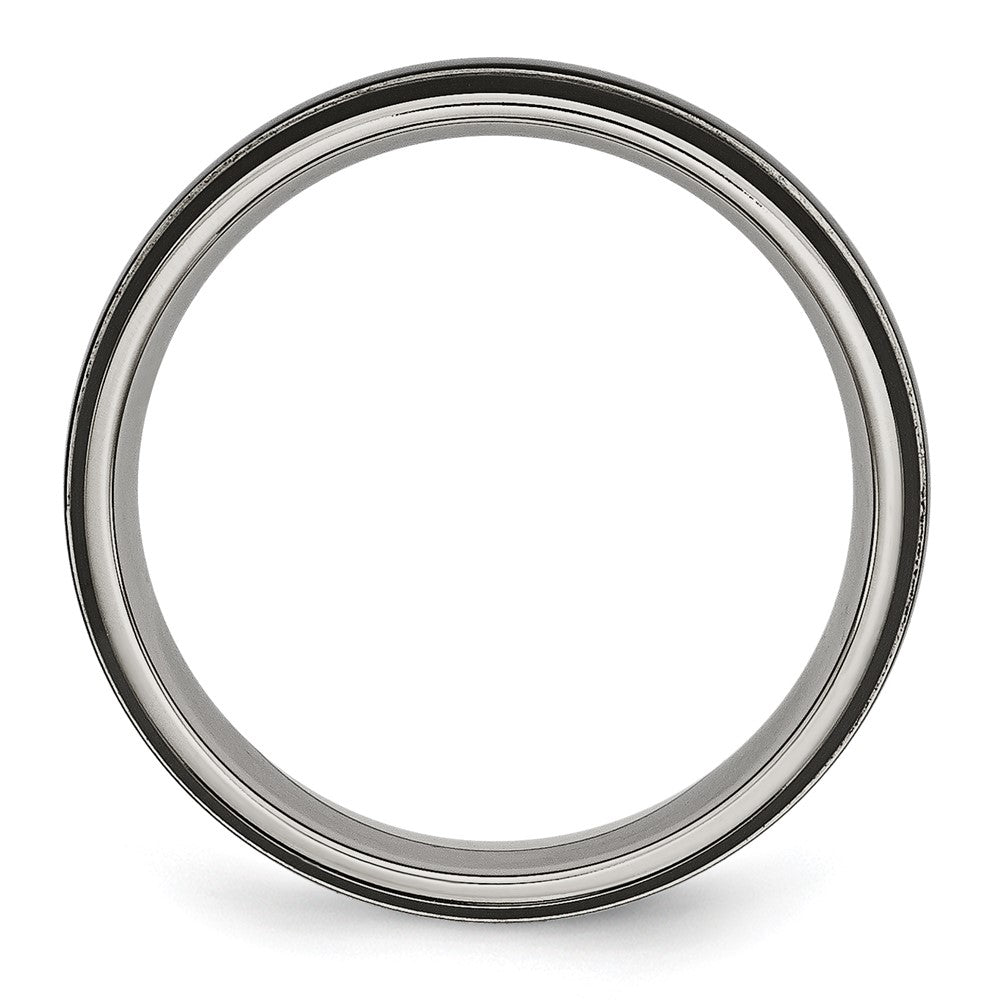 Titanium Polished Black IP-plated 6mm Grooved Band Size - 9