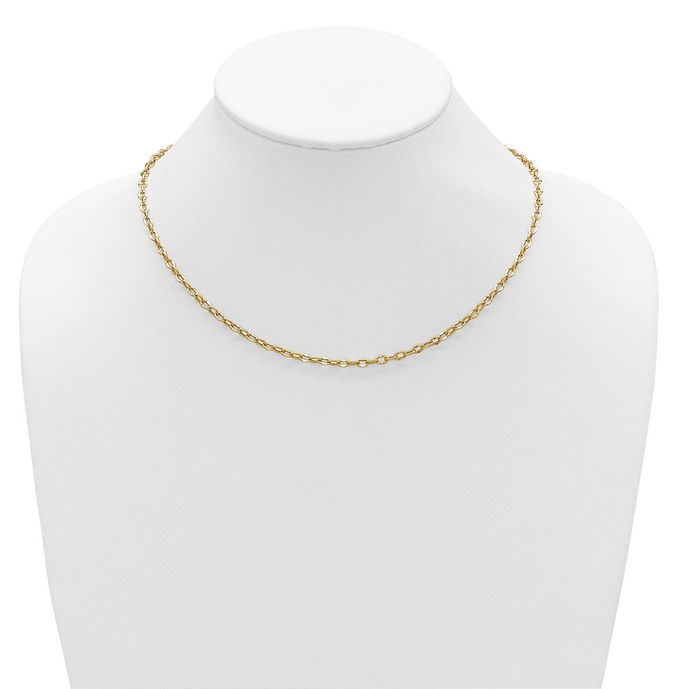 14K Polished Fancy Flat Cable Link Necklace