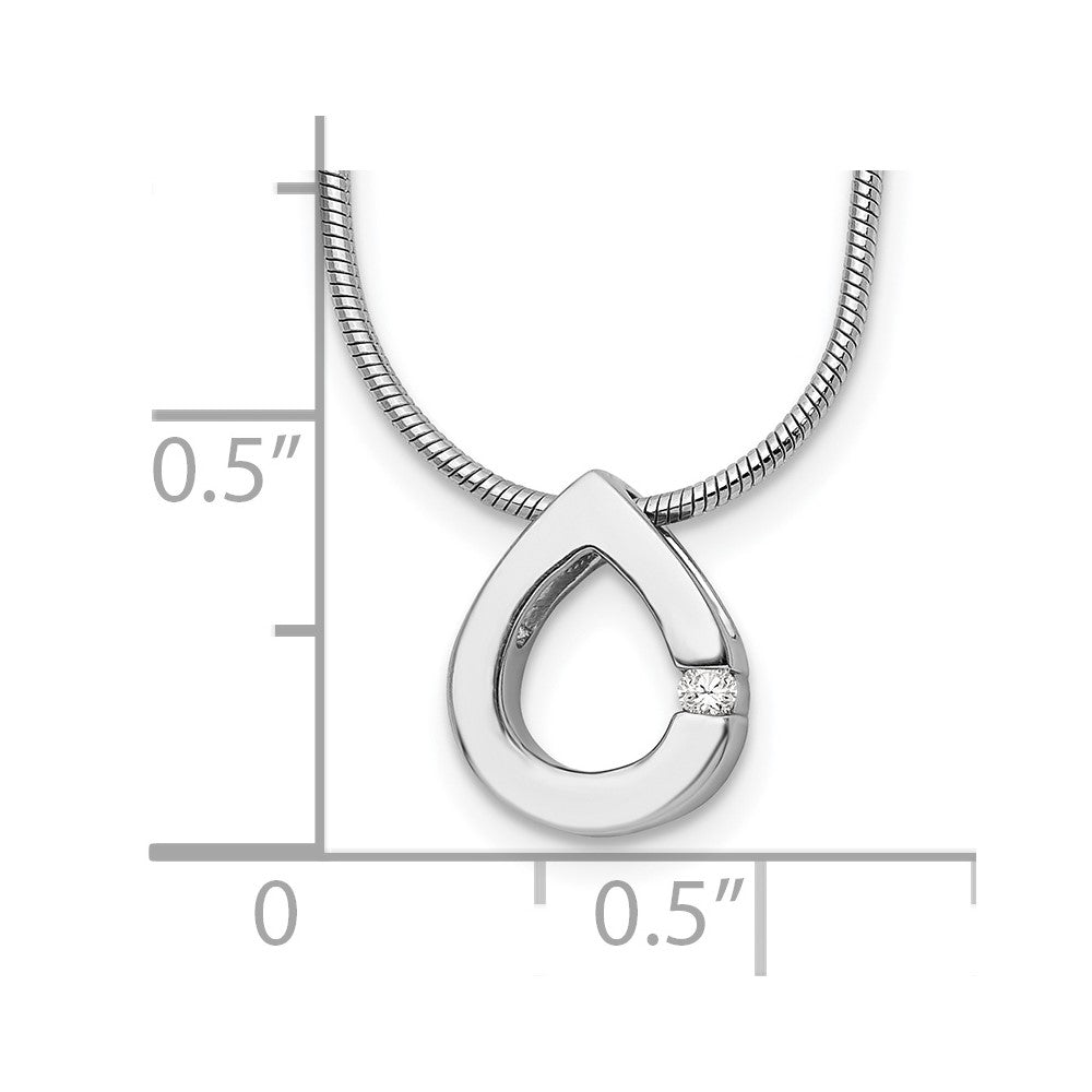 White Ice Sterling Silver Rhodium-plated 18 Inch Diamond Teardrop Necklace with 2 Inch Extender 18 Inches