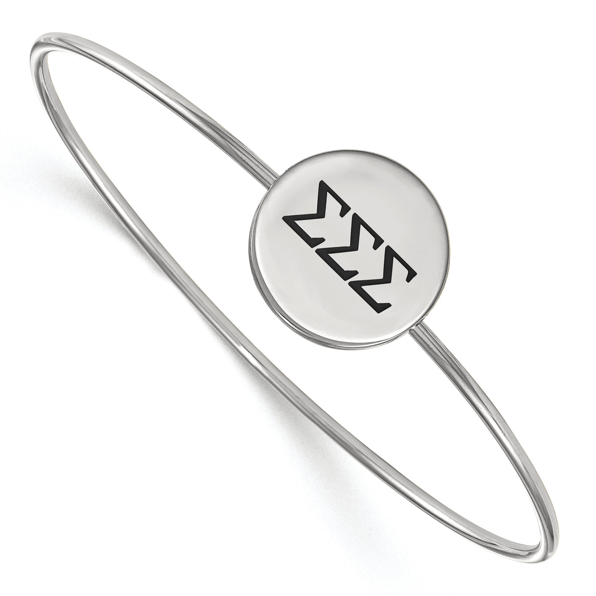 Sterling Silver Official Licensed Greek Sororities 7in Sigma Sigma Sigma (???) Enameled Slip-on Bangle