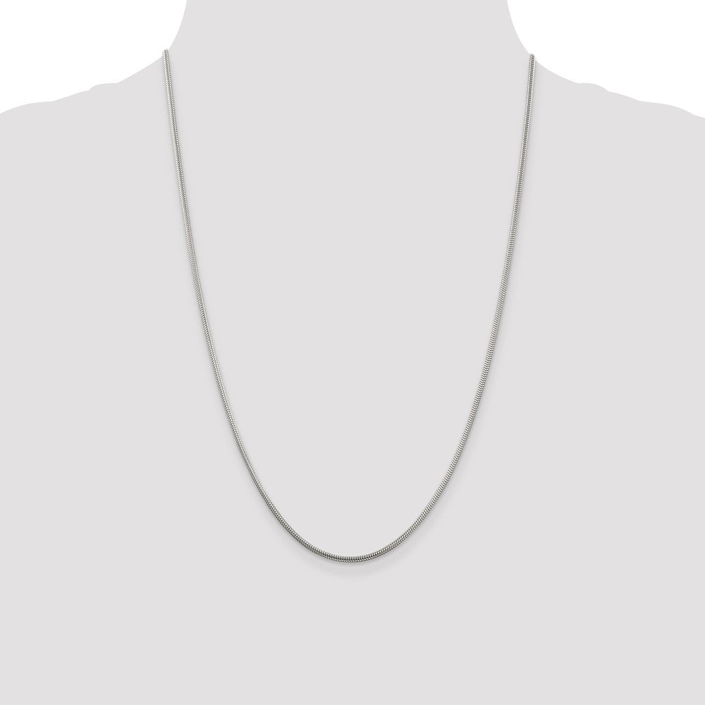 Sterling Silver 2mm Round Snake Chain 30 Inches