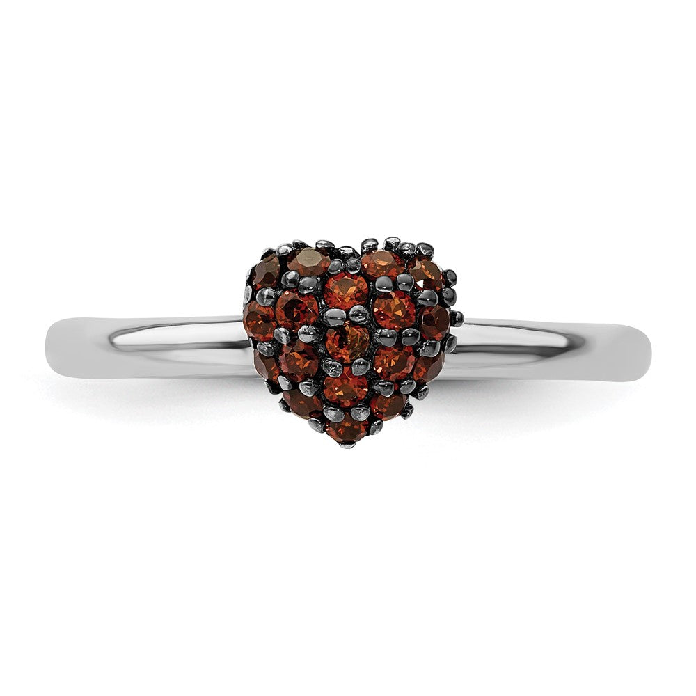 Sterling Silver Garnet Stackable Expressions Heart Ring