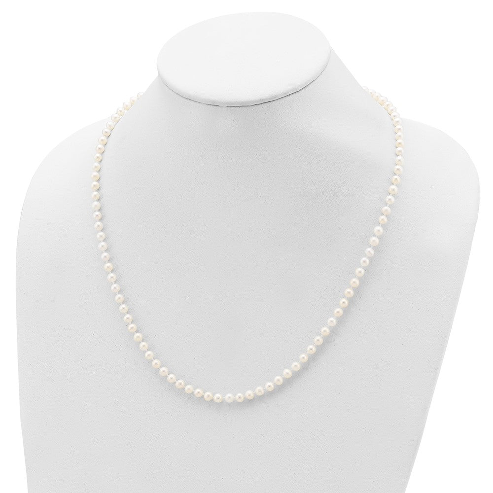 Sterling Silver Rhodium-plated 4-5mm White Near-Round Freshwater Cultured Pearl 28 inch Necklace 28 Inches