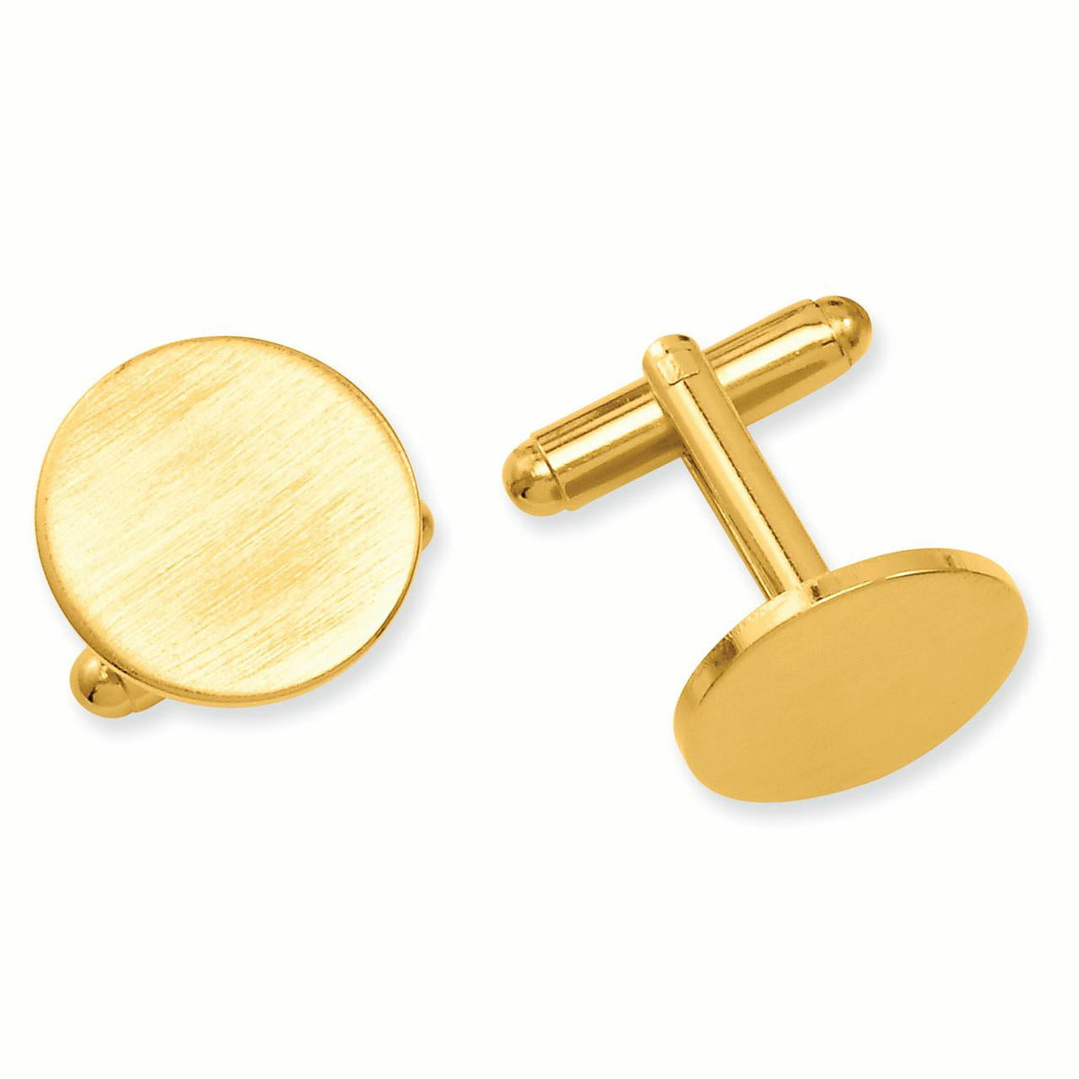 Kelly Waters Gold-plated Satin Round Engravable Cuff Links GP3780
