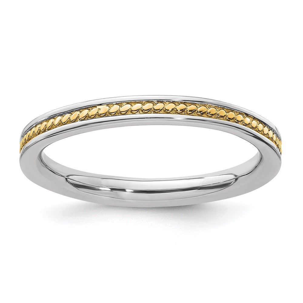 Sterling Silver Stackable Expressions Gold-plated Channeled Ring Size -8
