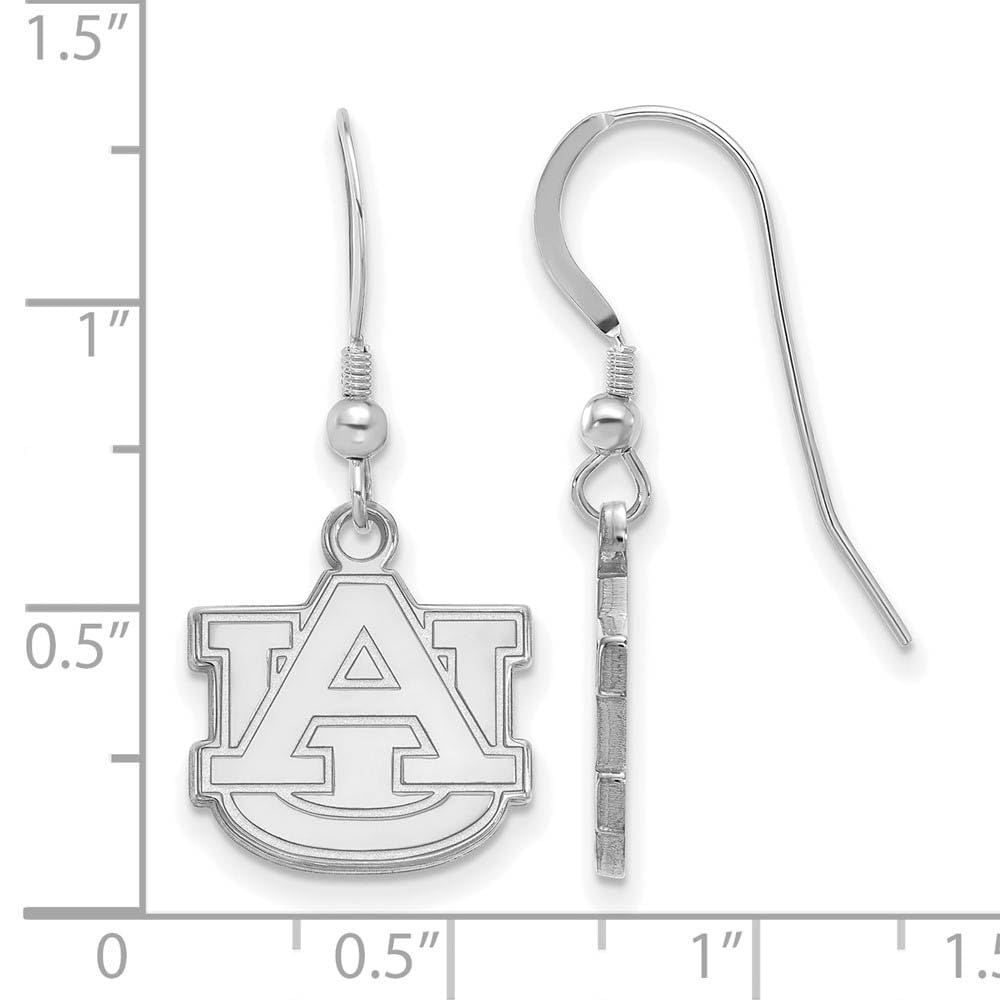 Sterling Silver Rhodium-plated LogoArt Auburn University A-U Small Dangle Wire Earrings Q-SS007AU