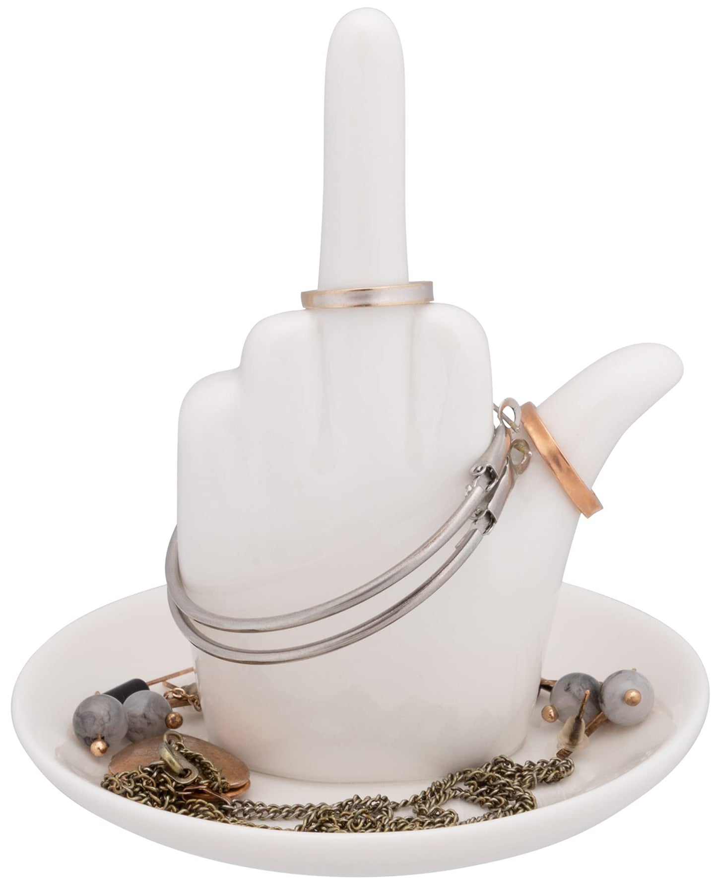 Stephanie Imports White Ceramic Jewelry Organiser Ring Dish Tray