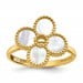 14K Gold Polished and Beaded Mother of Pearl Flower Ring