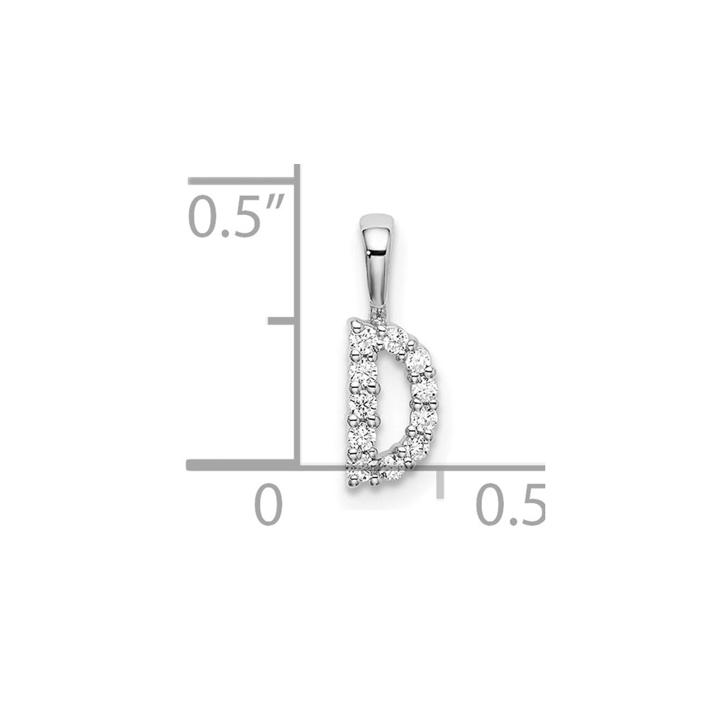 14k White Gold 1/10 carat Lab Grown Diamond VS/SI+ G+ Letter D Initial Pendant
