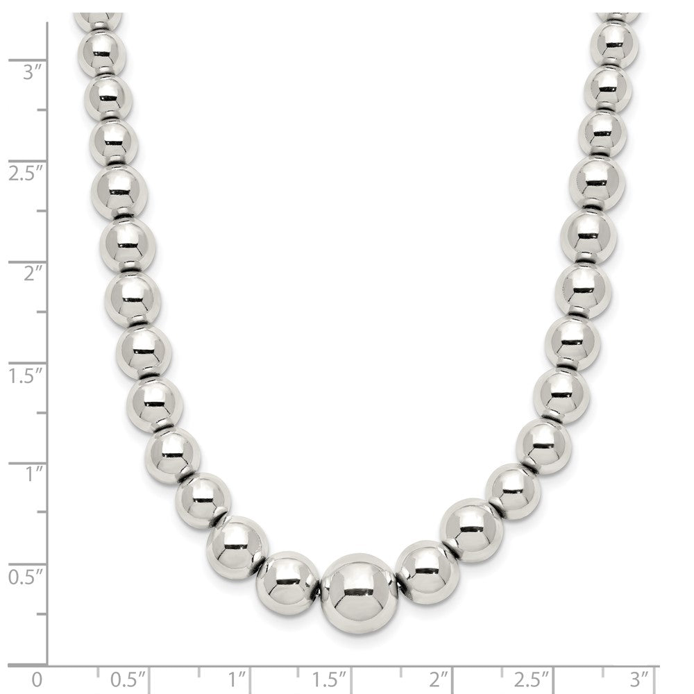 Sterling Silver Polished Beaded Necklace 18 Inches