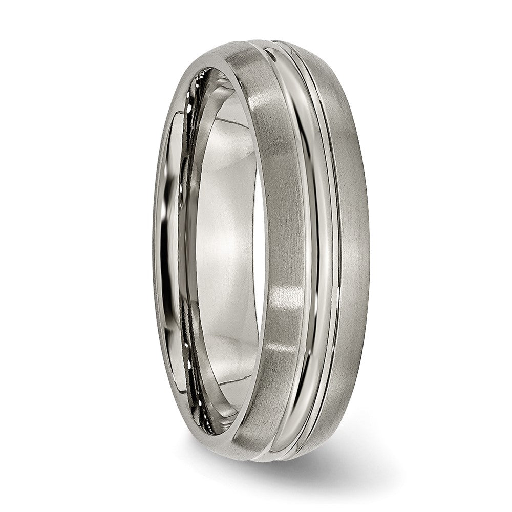 Titanium Brushed Center 6mm Grooved Band Size - 11