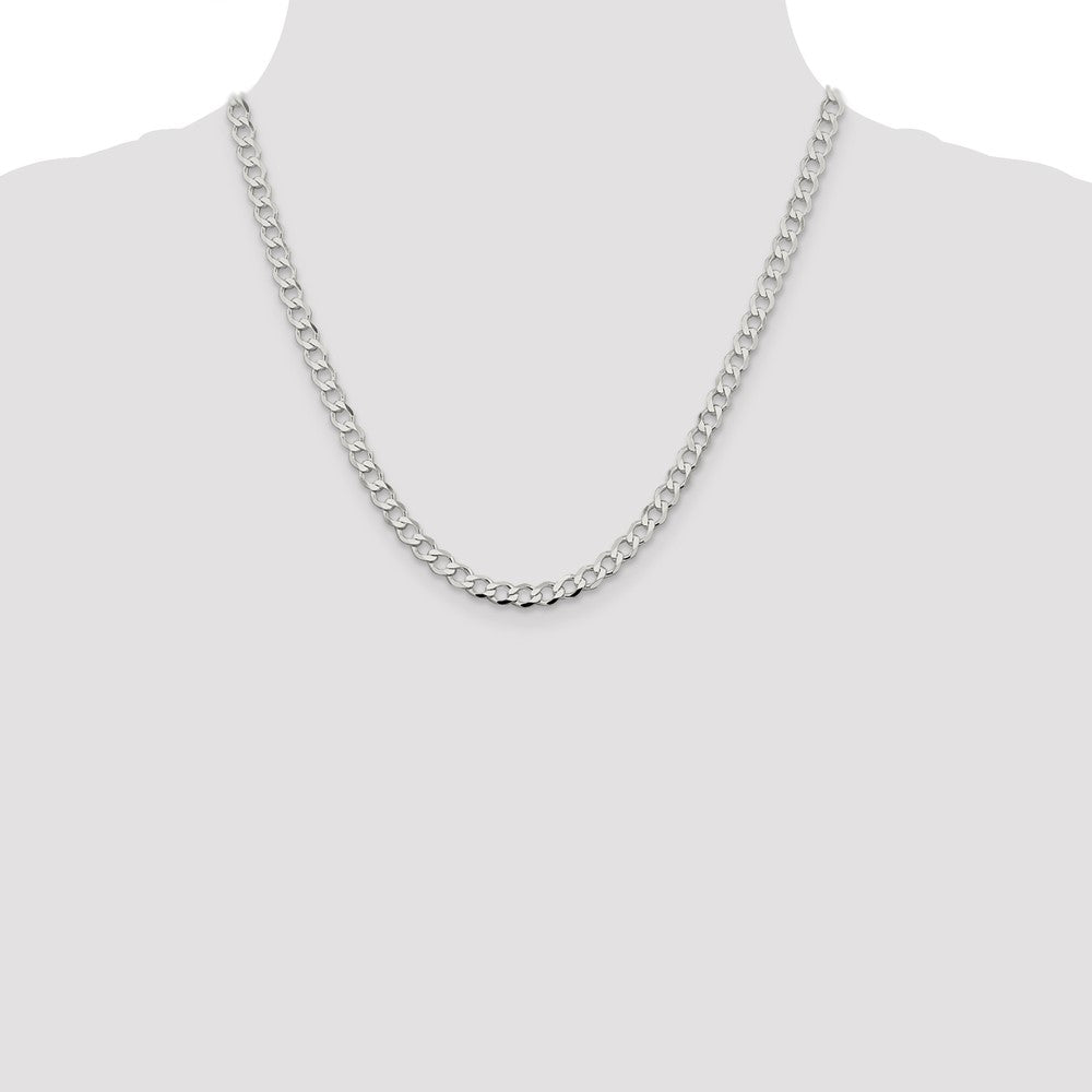 Sterling Silver 5.3mm Semi-solid Flat Curb Chain 20 Inches