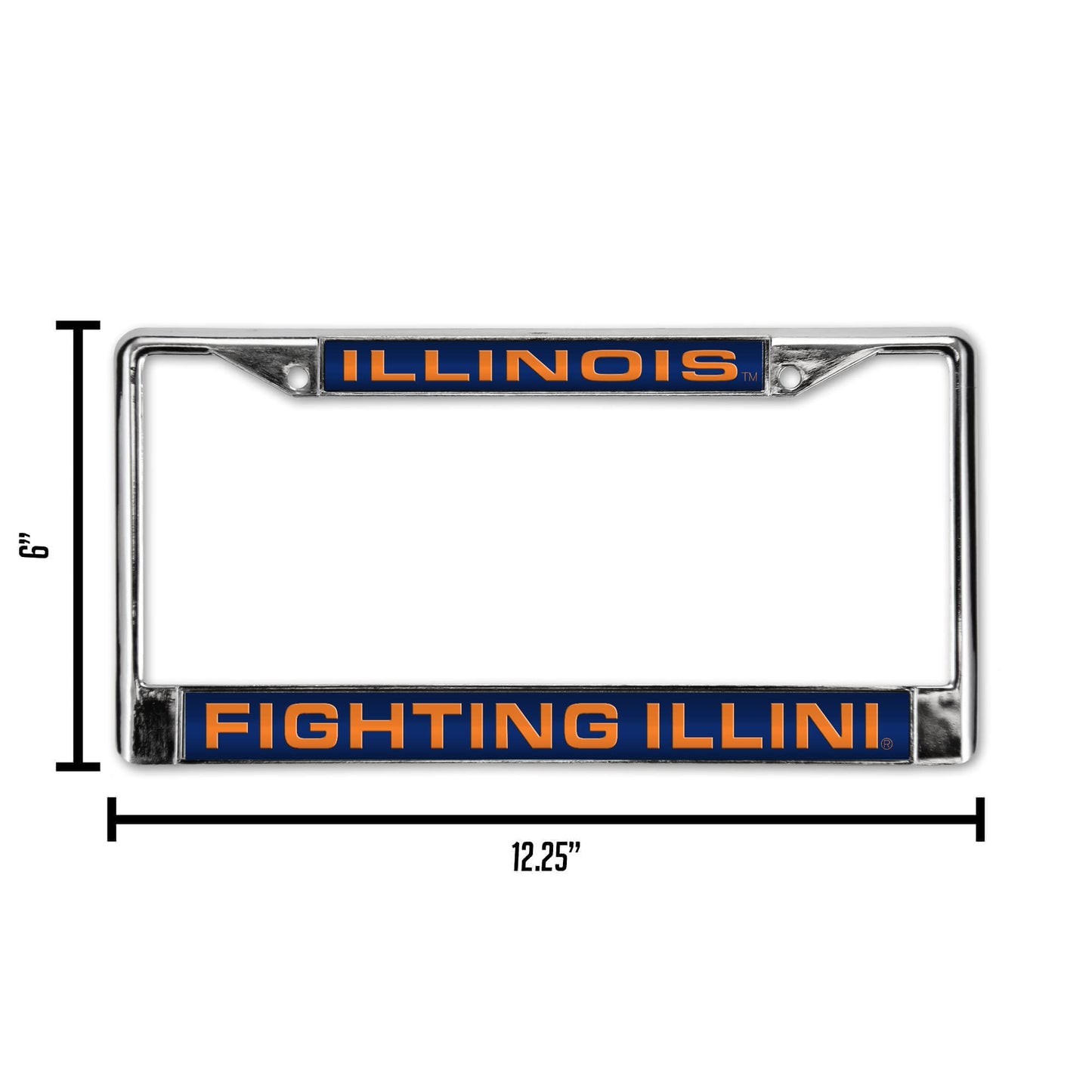 Illinois Fighting Illini Chrome Metal Laser Cut License Plate Frame