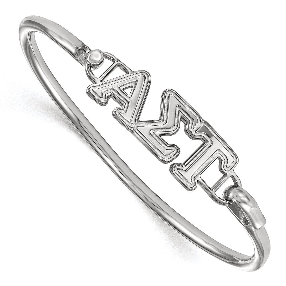 Sterling Silver Official Licensed Greek Sororities 7in Alpha Sigma Tau (???) Small Hook and Clasp Bangle