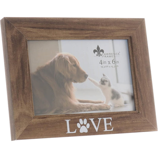 LOVE and PAW PRINT 6x4 Walnut frame - 4x6