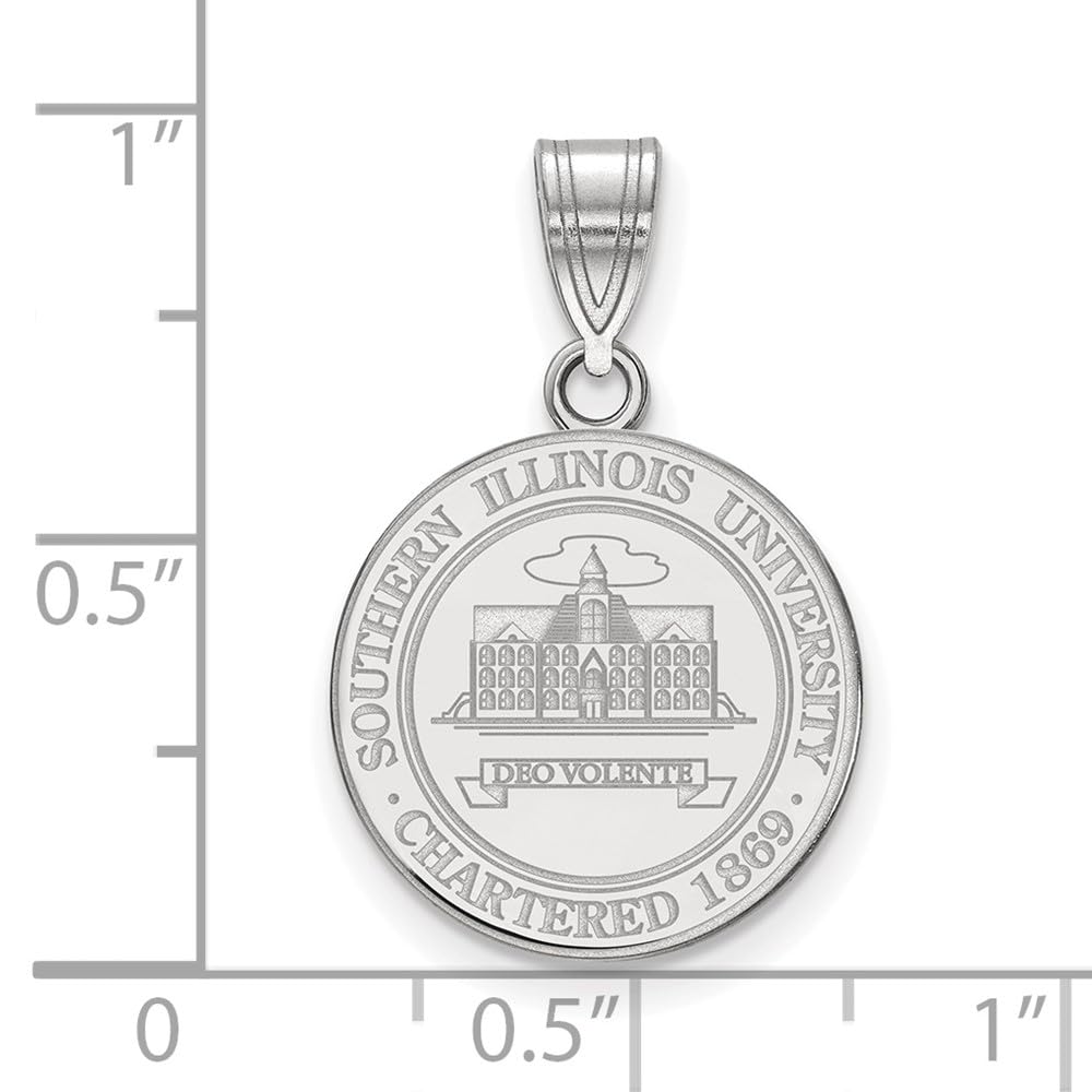 LogoArt Sterling Silver Southern Illinois University Medium Crest Pendant Necklace