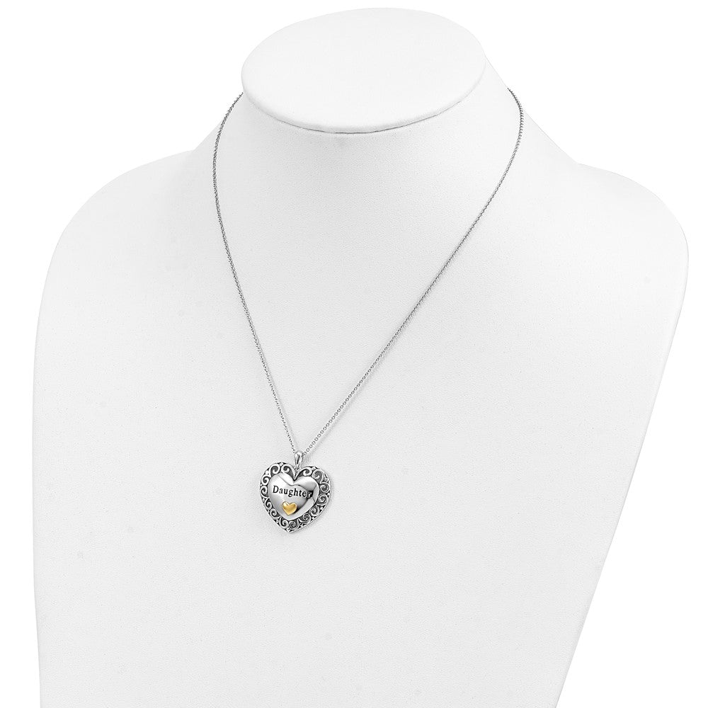 Sentimental Expressions Sterling Silver Gold-plated Antiqued Daughter 18in. Necklace 18 Inches