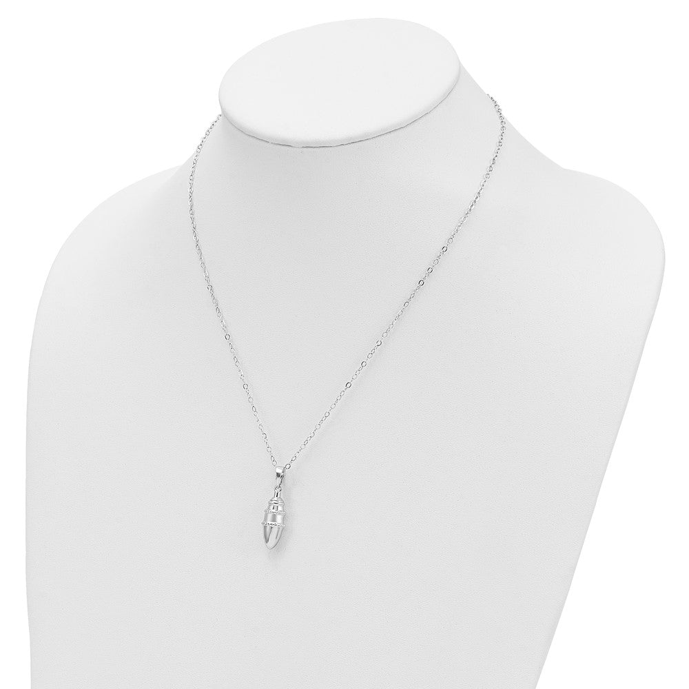 Sentimental Expressions Sterling Silver Rhodium-plated Beaded Bulb Shaped Ash Holder 18 Inch Necklace 18 Inches