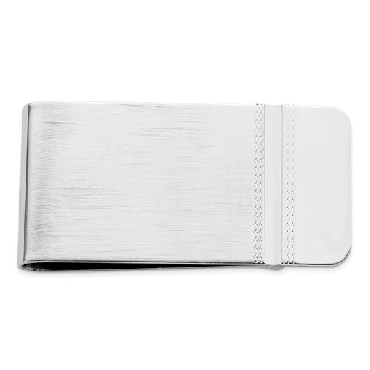 Rhodium-plated Kelly Waters Satin Money Clip with Polished End