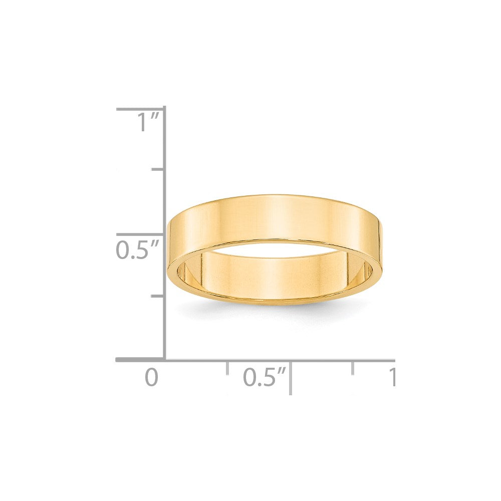 14k Yellow Gold 5mm Lightweight Flat Wedding Band Size 7