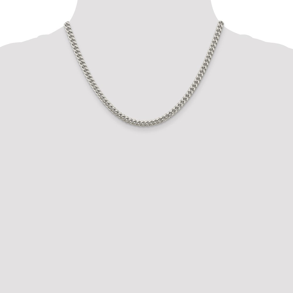 Sterling Silver 5mm Domed w/ Side D/C Curb Chain 18 Inches