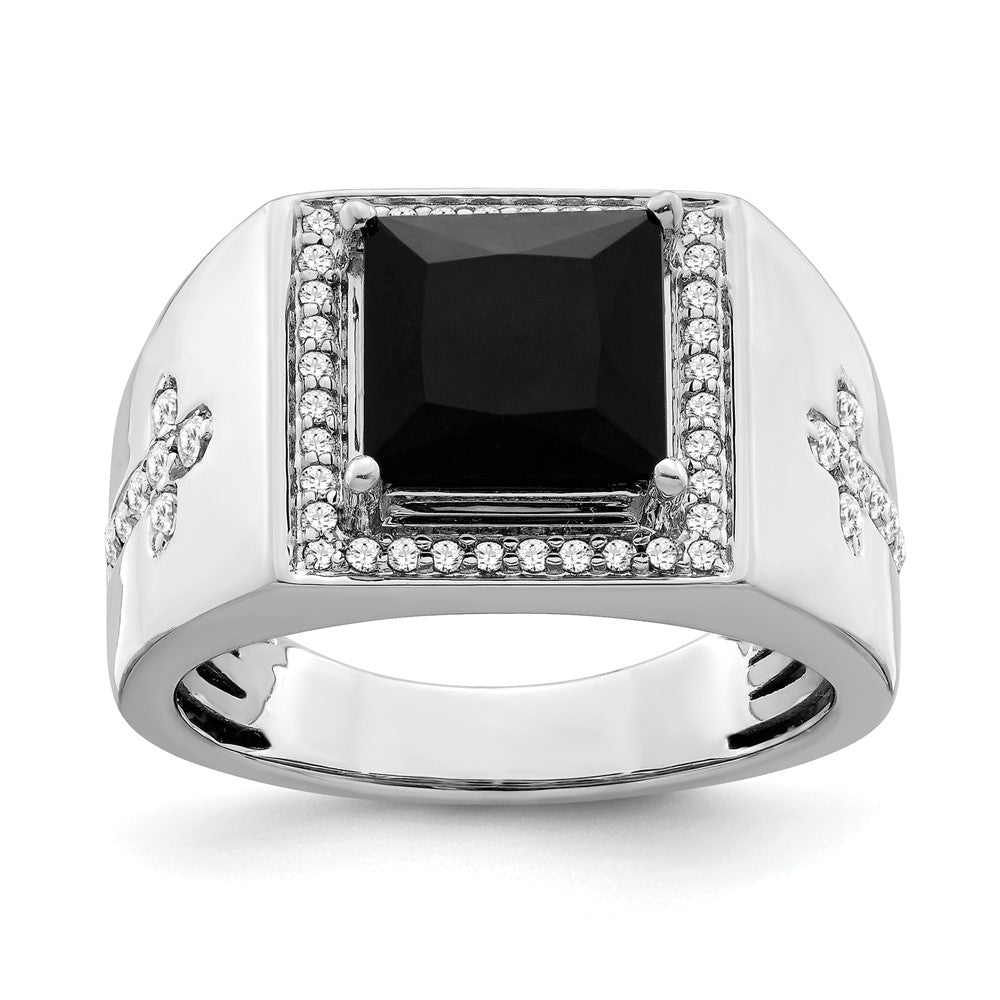 10K White Gold Onyx & Dia Men's Ring