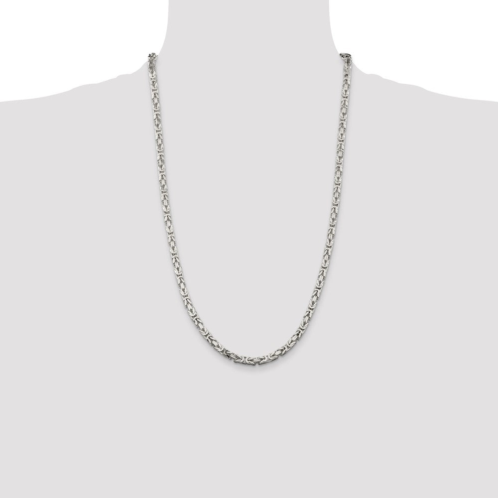 Sterling Silver 4.25mm Byzantine Chain 26 Inches