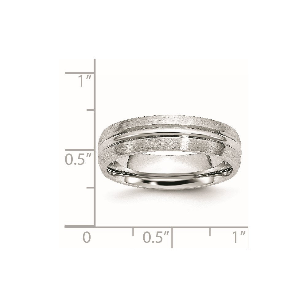 Cobalt Satin and Polished Grooved 6mm Band Size - 8.5