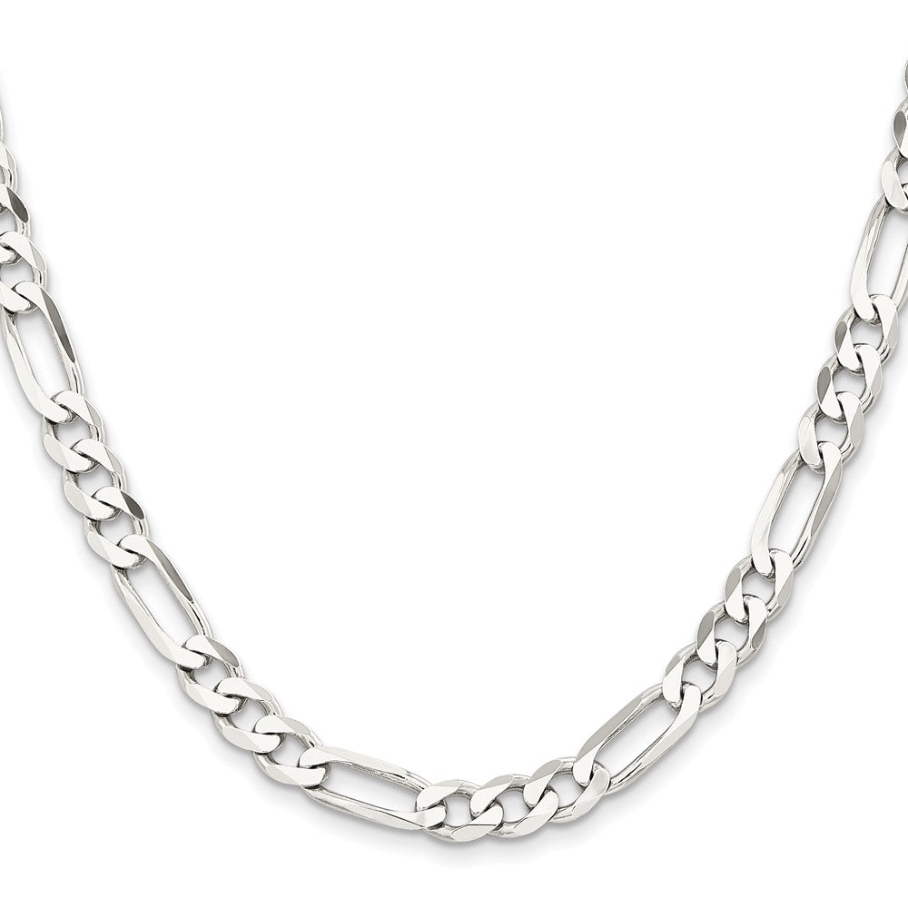 Sterling Silver Rhodium-plated 7.5mm Figaro Chain 26 Inches