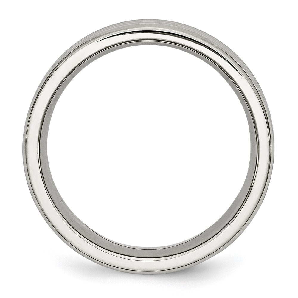 Stainless Steel Polished 8mm Grooved Band Size - 6