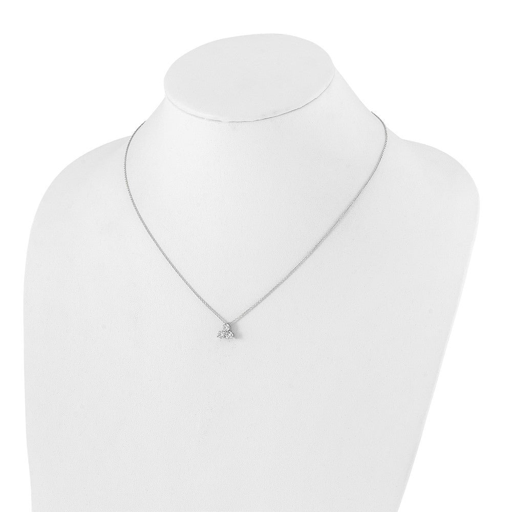 True Origin 14K White Gold 3/4 carat Lab Grown Diamond VS  D E F Three Stone 18 inch Necklace
