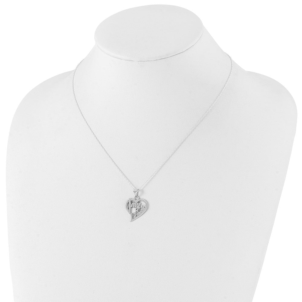 Sterling Silver Polished I Heart My Volunteer Heart Necklace