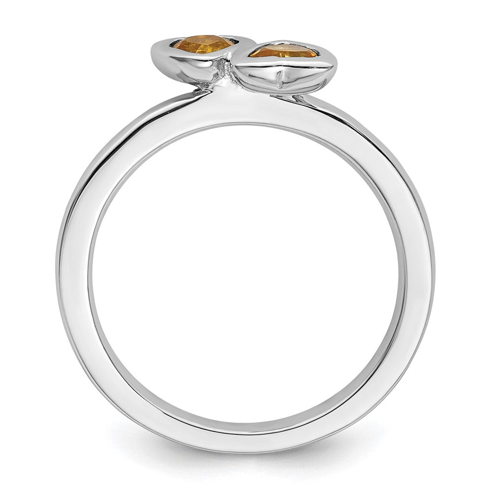 Sterling Silver Stackable Expressions Citrine Double Heart Ring Size -6
