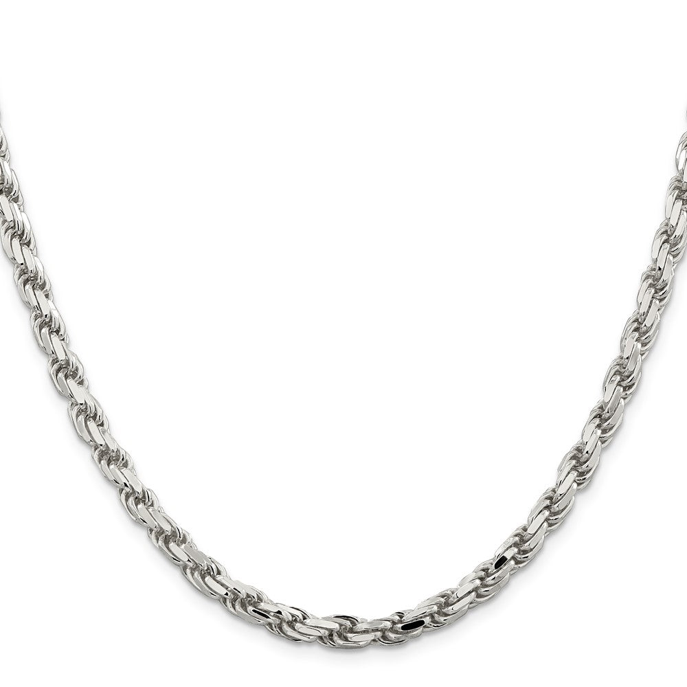 Sterling Silver 5.75mm Diamond-cut Rope Chain 24 Inches