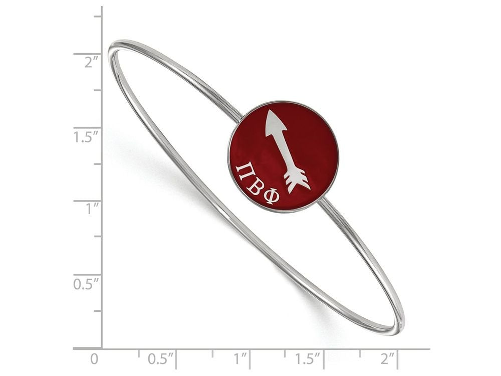 Sterling Silver Official Licensed Greek Sororities Pi Beta Phi (???) Enameled Slip-on Bangle