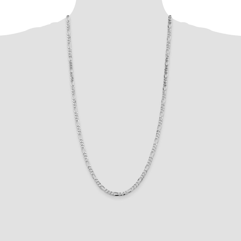 Sterling Silver Rhodium-plated 4.5mm Figaro Chain 28 Inches