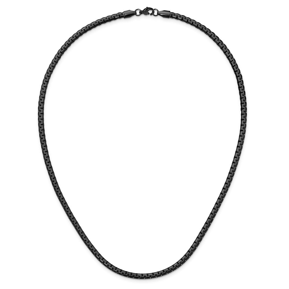 Chisel Stainless Steel Polished Black IP-plated 4mm 20 inch Flat Box Chain