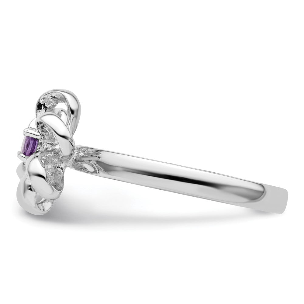 Sterling Silver Stackable Expressions Polished Amethyst Flower Ring Size -6