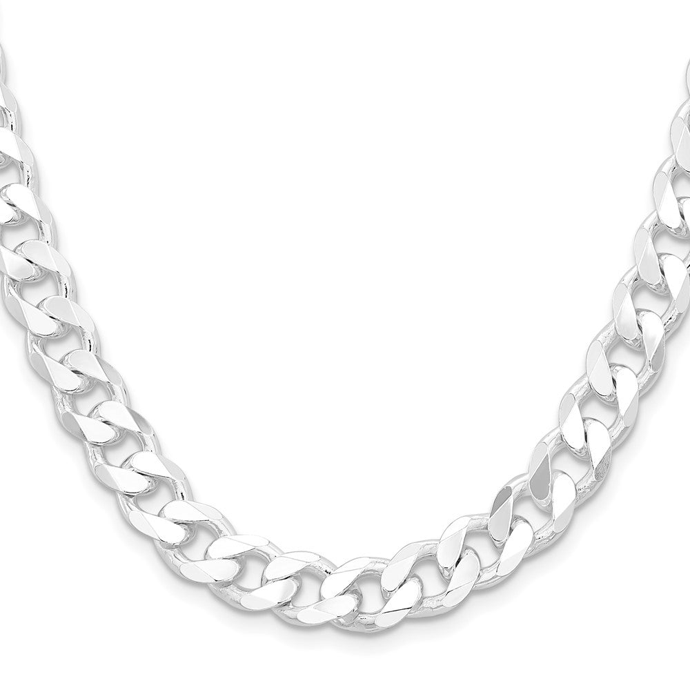 Sterling Silver Rhodium-plated 9.3mm Curb Chain 26 Inches