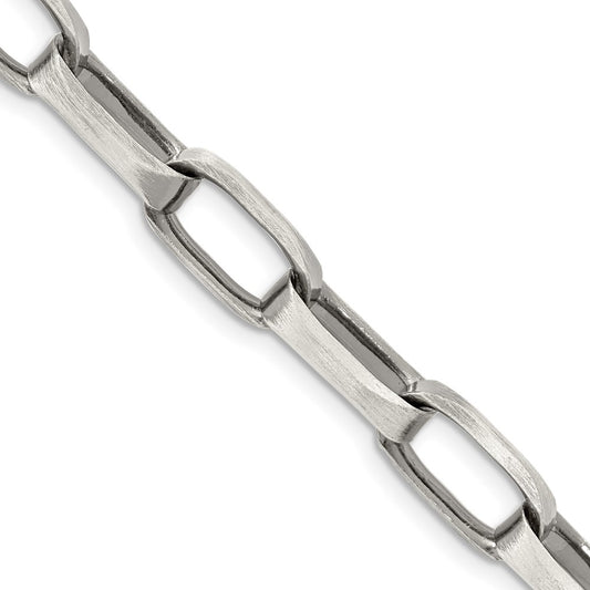 Sterling Silver Antiqued 8mm Elongated Open Link Chain 20 Inches