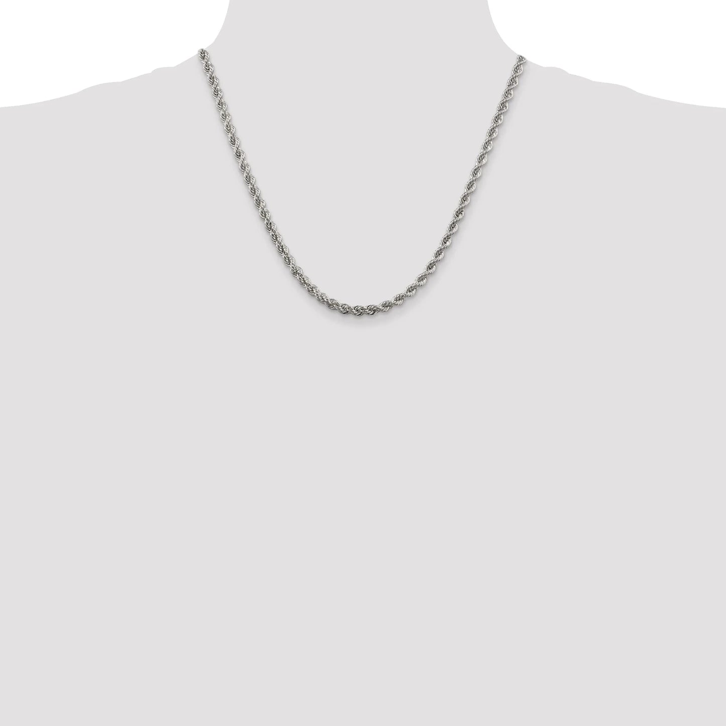 Sterling Silver 4.3mm Solid Rope Chain 9 inches