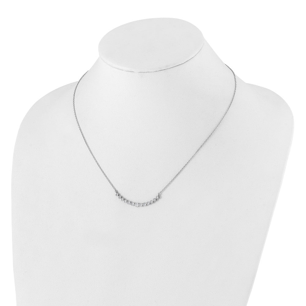14k White Gold Diamond Curved Bar Necklace