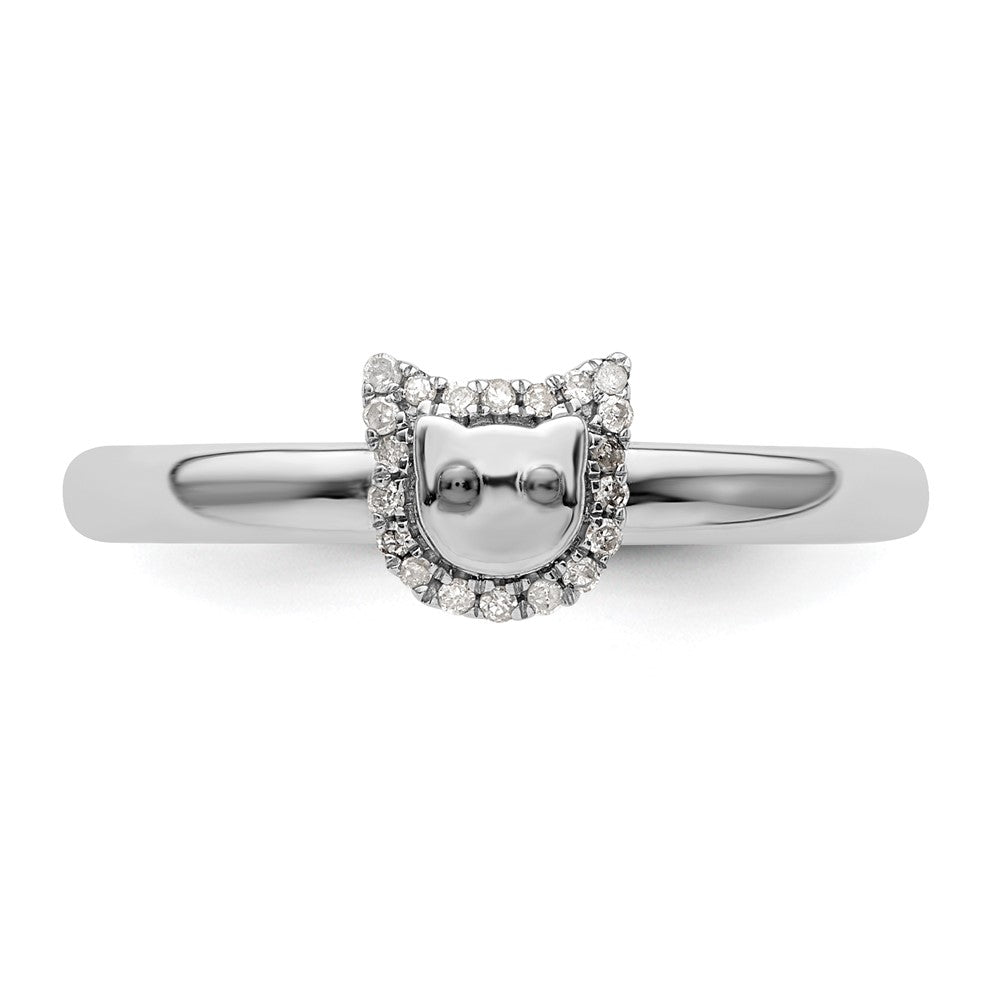 Sterling Silver Stackable Expressions Cat Diamond Ring Size -10