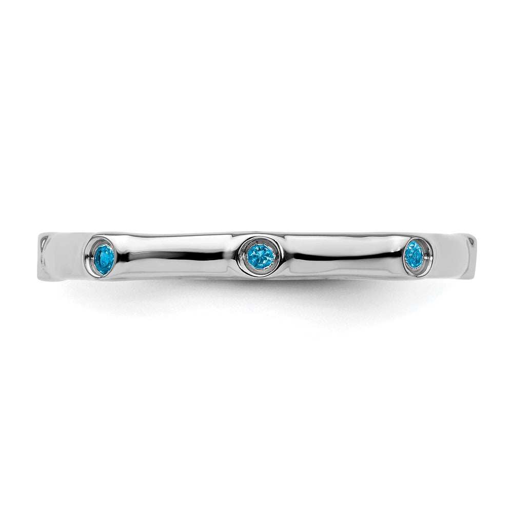 Sterling Silver Stackable Expressions Blue Topaz Ring Size -7