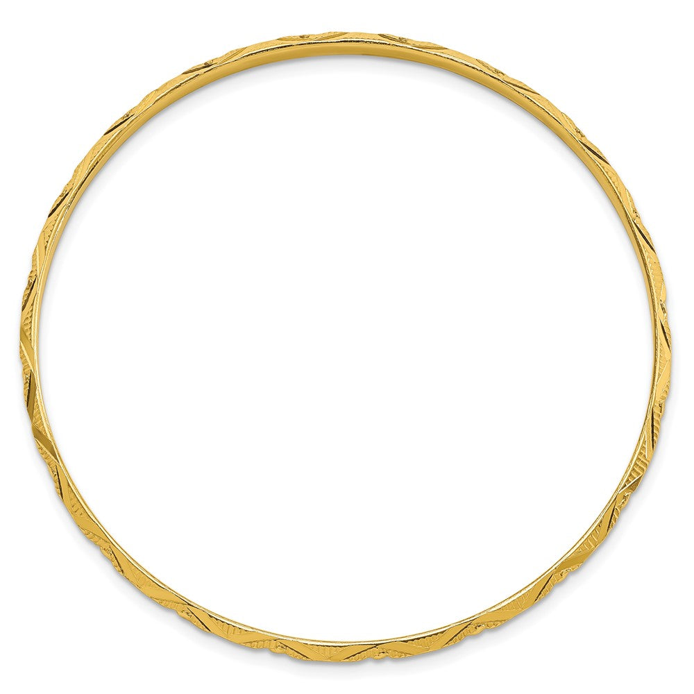 Sterling Silver Gold-tone Diamond Cut Slip-on Bangle 8 inches