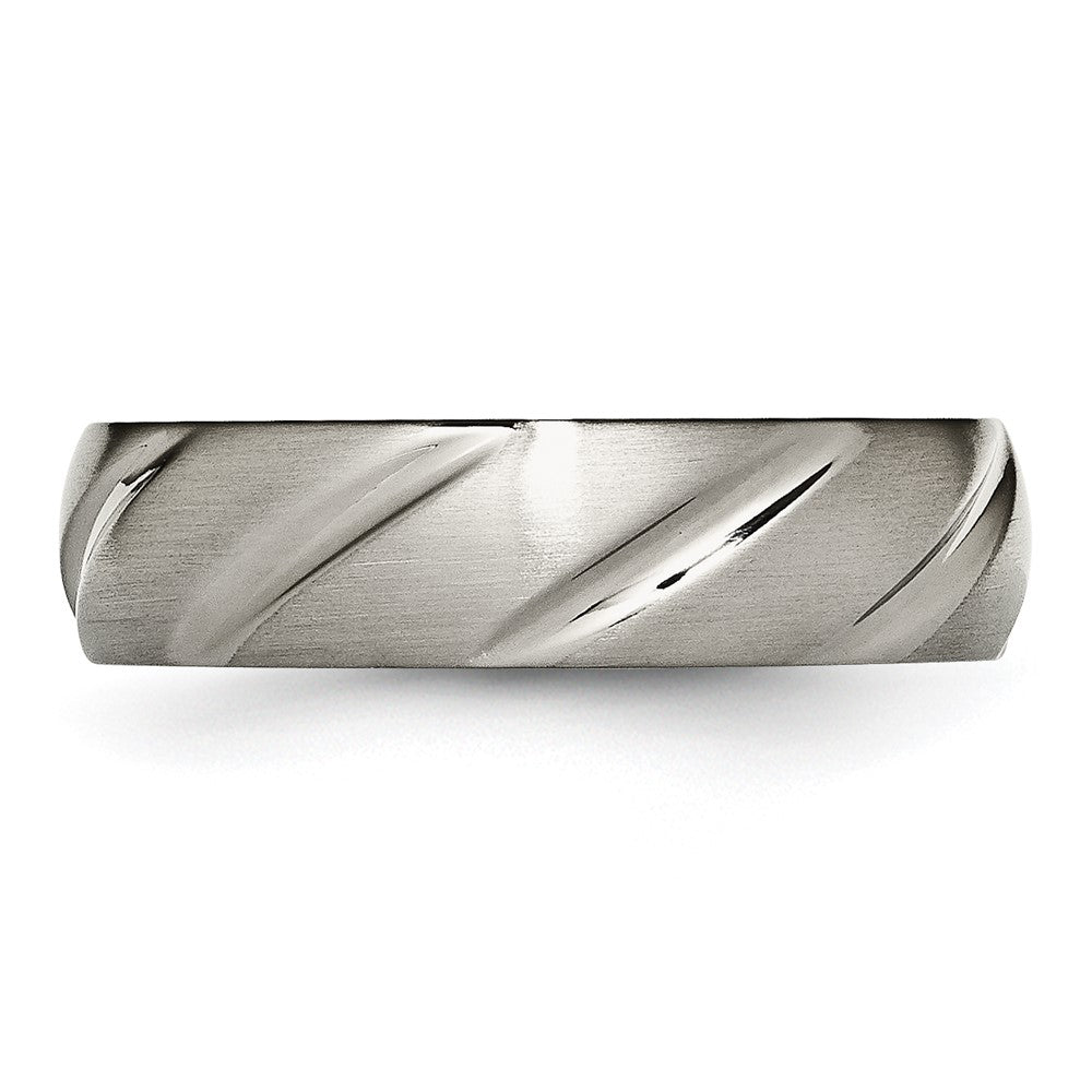 Titanium Satin 6mm Swirl Design Band Size - 8