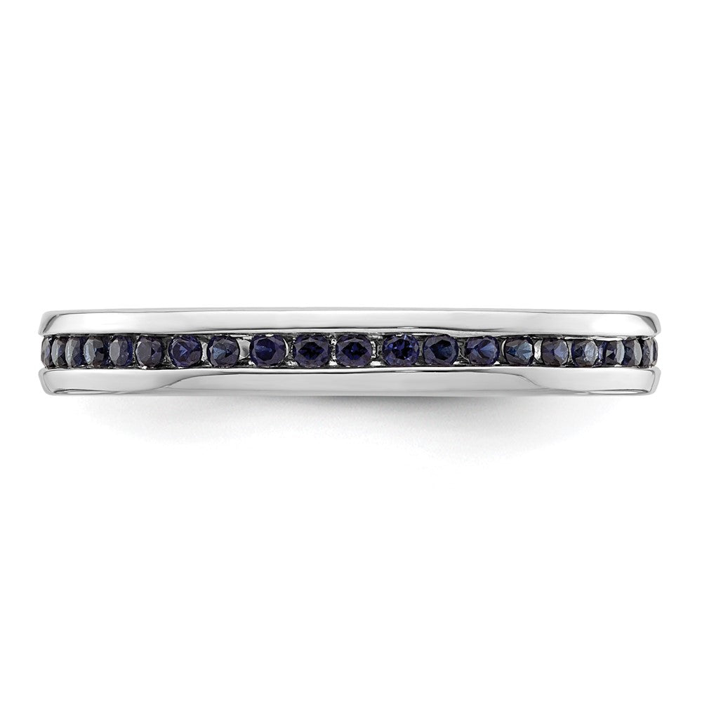 Sterling Silver Stackable Expressions Polished Created Sapphire Ring Size -7