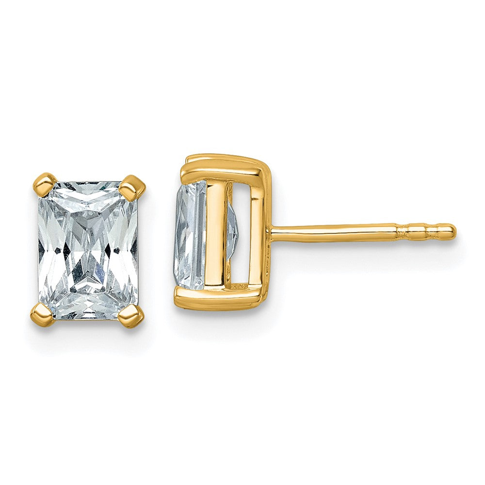 14K Gold 2 Carat Lab Grown Diamond VS+ F+ Radiant 4-Prong Complete Stud Earrings