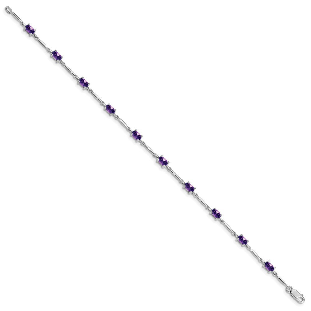 Sterling Silver Rhodium-plated Amethyst Bracelet 7 inches