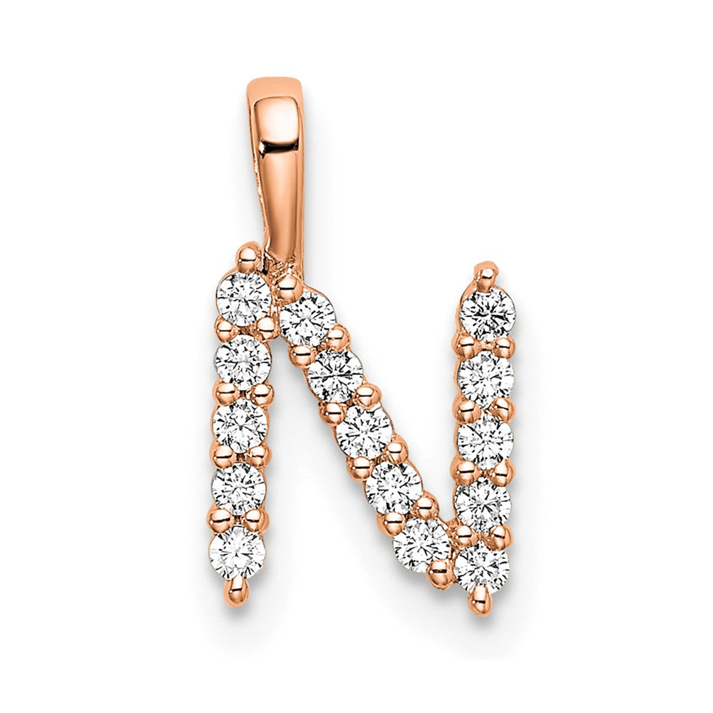 14KR Small Initial N Diamond Pendant
